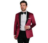Dobell Mens Burgundy Tuxedo Dinner Jacket Slim Fit Velvet Contrast Shawl Lapel