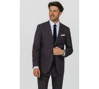 Dobell Men's Burgundy with Blue Windowpane Check 2 Piece Suit | Size: 40R Dobell Burgundy 40R