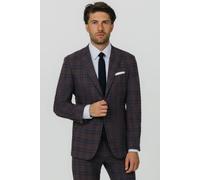 Dobell Men's Burgundy with Blue Windowpane Check Suit Jacket | Size: 48R Dobell Burgundy 48R