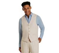 Dobell Mens Cream Waistcoat Lightweight Linen Cotton Blend Slim Fit-M (38-40in)
