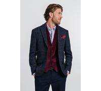 Dobell Men's Dark Blue Windowpane Check Harris Tweed Jacket | Size: 46R Dobell Dark Blue 46R
