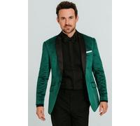 Dobell Men's Dark Green Slim Fit Contrast Shawl Lapel Velvet Jacket | Size: 44R Dobell Dark Green 44R