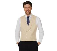 Dobell Mens Gold Buff Morning Waistcoat Regular Fit Double Breasted-S (34-36in)