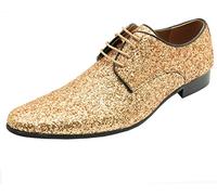 Dobell Mens Gold Glitter Party Shoes Laced