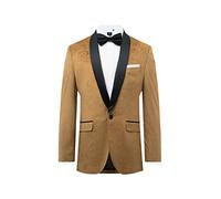 Dobell Mens Gold Paisley Velvet Tuxedo Jacket Regular Fit Contrast Shawl Lapel-40R