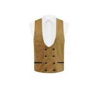 Dobell Mens Gold Paisley Velvet Tuxedo Waistcoat Regular Fit Double Breasted-L (42-44in)