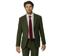 Dobell Mens Green Tweed Jacket Regular Fit Notch Lapel Windowpane Check-40S