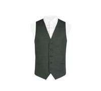 Dobell Mens Green Weave Waistcoat Regular Fit-XL (46-48in)