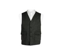 Dobell Mens Grey Barleycorn Tweed Waistcoat Regular Fit Patch Pockets-M (38-40in)