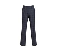 Dobell Mens Grey/Blue Check Suit Trousers Regular Fit Navy Trim-38R