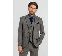 Dobell Men's Grey Herringbone 2 Piece Harris Tweed Suit in Blue | Size: 40R Dobell Blue 40R