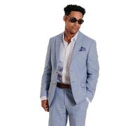 Dobell Mens Light Blue Jacket Lightweight Linen Cotton Blend Regular Fit-48L