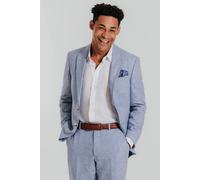 Dobell Men's Light Blue Linen/Cotton Blend 2 Piece Suit | Size: 48R Dobell Light Blue 48R