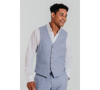 Dobell Men's Light Blue Linen Waistcoat | Size: 4XL Dobell Light Blue 4XL