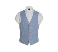 Dobell Mens Light Blue Waistcoat Lightweight Linen Cotton Blend Regular Fit-4XL (58-60in)