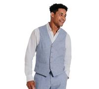 Dobell Mens Light Blue Waistcoat Lightweight Linen Cotton Blend Regular Fit-M (38-40in)