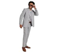 Dobell Mens Light Grey 2 Piece Suit Lightweight Cotton Linen Blend Regular Fit (40R Jacket with 34R Trousers)