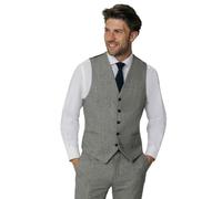 Dobell Mens Light Grey Donegal Tweed Waistcoat Regular Fit Wool Blend-2XL (50-52in)