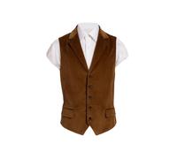 Dobell Mens Mid Brown Corduroy Waistcoat Regular Fit 100% Cotton Notch Lapel-XL (46-48in)