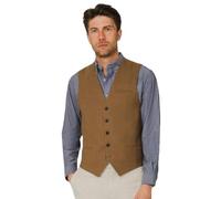 Dobell Mens Mid Brown Ramie Waistcoat Regular Fit-L (42-44in)