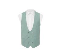Dobell Mens Mint Green Hopsack Waistcoat Regular Fit Double Breasted-L (42-44in)