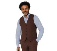 Dobell Mens Mocha Waistcoat Lightweight Linen Cotton Blend Regular Fit-L (42-44in)