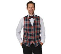 Dobell Mens Navy Blue Tartan Waistcoat Regular Fit-M (38-40in)