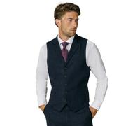 Dobell Mens Navy Donegal Tweed Waistcoat Regular Fit Notch Lapel-XL (46-48in)
