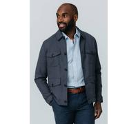 Dobell Men's Navy Puppytooth Check Safari Jacket | Size: 4XL Dobell Navy 4XL