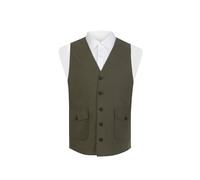 Dobell Mens Olive Moleskin Waistcoat Regular Fit 100% Cotton-XL (46-48in)