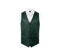 Dobell Mens Racing Green Paisley Waistcoat Regular Fit 5 Button Wedding-M (38-40in)