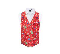 Dobell Mens Red Festive Fun Christmas Waistcoat-3XL (54-56in)