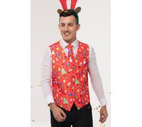 Dobell Men's Red Festive Fun Christmas Waistcoat | Size: 5XL Dobell Red 5XL