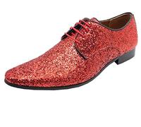 Dobell Mens Red Glitter Party Shoes Laced-11