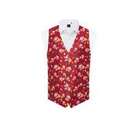Dobell Mens Red Happy Santa Claus Christmas Waistcoat Regular Fit-M (38-40in)