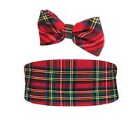 Dobell Mens Red Tartan Cummerbund & Bow Tie Set Pre-Tied Tuxedo Evening Wear Accessories