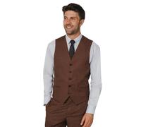 Dobell Mens Rust Brown Waistcoat Regular Fit Textured Weave-2XL (50-52in)