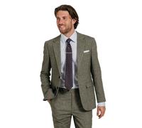 Dobell Mens Sage Green Herringbone Tweed Suit Jacket Regular Fit Wool Blend