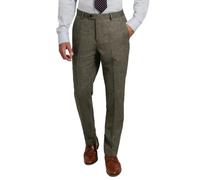 Dobell Mens Sage Green Herringbone Tweed Suit Trousers Regular Fit Wool Blend