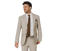 Dobell Mens Stone Sharkskin Suit Jacket Regular Fit Peak Lapel-48R