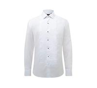 Dobell Mens White Dress Shirt Regular Fit 100% Cotton Standard Collar Pleated Stud Button Front Double Cuff-17.5