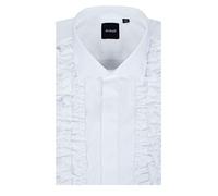 Dobell Mens White Dress Shirt Regular Fit Ruffle Front-17.5