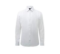 Dobell Mens White Dress Shirt Slim Fit 100% Cotton Standard Collar Double Cuff Plain Fly Front-16.5