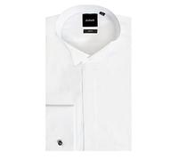 Dobell Mens White Dress Shirt Slim Fit 100% Cotton Wing Collar Plain Fly Front Double Cuff-15