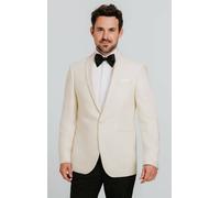 Dobell Men's White Shawl Lapel 2 Piece Tuxedo with Black Trousers in Cream | Size: 38S Dobell Cream 38S