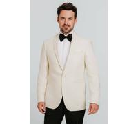 Dobell Men's White Shawl Lapel 2 Piece Tuxedo with Black Trousers in Cream | Size: 44S Dobell Cream 44S