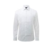 Dobell Mens White Tuxedo Dress Shirt Regular Fit Standard Collar Double Cuff Pleated Fly Front-21