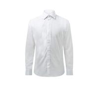 Dobell Mens White Tuxedo Dress Shirt Slim Fit Standard Collar Double Cuff Plain Fly Front-16