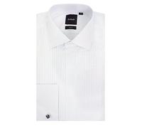 Dobell Mens White Tuxedo Dress Shirt Slim Fit Standard Collar Double Cuff Pleated Fly Front-15.5