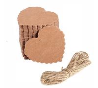 Dobens 100-Piece Heart Pendant Gift Tags Kraft Paper Labels Gift Tags Paper Tags/Paper Tags/Wedding Favours Kraft Paper Hanging Labels with 10 Metres of Jute String Brown